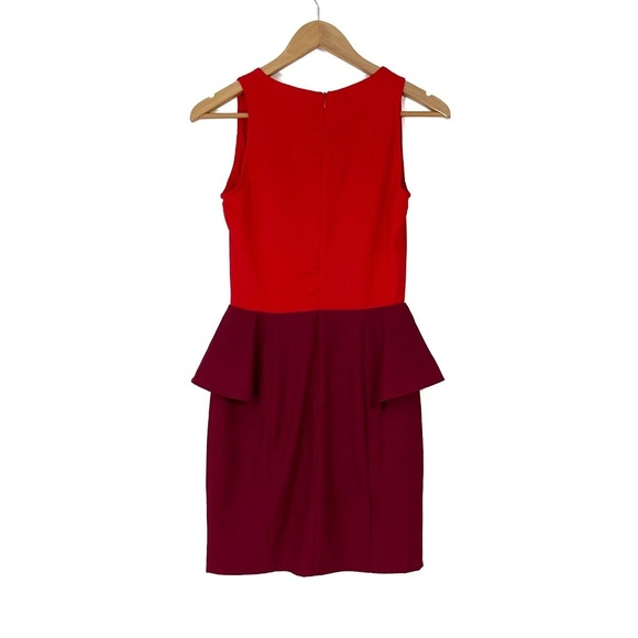 Tinley Road Women’s Size XS Red Burgundy Colorblock Peplum Sheath Mini Dress - Picture 8 of 10
